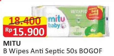 Promo Harga MITU Baby Wipes Antiseptic Refreshing Lime 50 pcs - Alfamart
