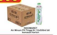 Promo Harga INDOMARET Air Minum pH 8+ per 12 botol 500 ml - Indomaret