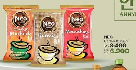 Promo Harga Neo Coffee 3 in 1 Instant Coffee per 10 pcs 20 gr - LotteMart