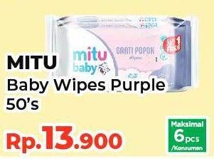 Promo Harga MITU Baby Wipes Ganti Popok Purple Playful Fressia 50 pcs - Yogya