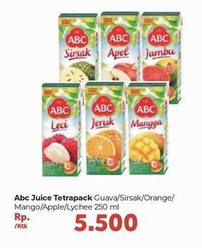 Promo Harga ABC Juice Guava, Sirsak, Orange, Mangga, Apple, Lychee 250 ml - Carrefour