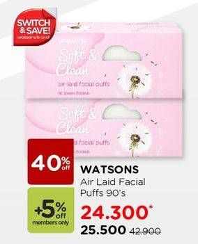 Promo Harga WATSONS Air-laid Facial Puff 90 pcs - Watsons