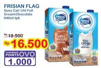 Promo Harga Frisian Flag Susu UHT Purefarm Full Cream, Swiss Chocolate 946 ml - Indomaret