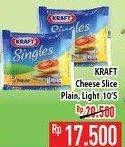 Promo Harga KRAFT Singles Cheese Plain, Light 10 pcs - Hypermart