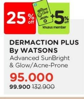 Promo Harga Dermaction Plus Advanced Sun Hybrid Activated Hya C+ Bright Glow Aqua Gel SPF 50+ PA++++, Zinc Acne-Prone Aqua Gel SPF 50+ PA++++ 40 ml - Watsons