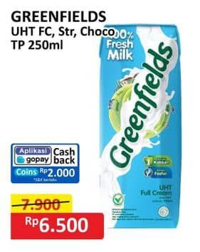 Promo Harga Greenfields UHT Strawberry, Full Cream, Chocolate 250 ml - Alfamart