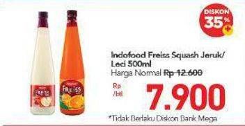 Promo Harga FREISS Syrup Squash Orange, Lychee 500 ml - Carrefour