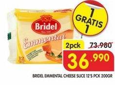 Promo Harga BRIDEL Emmental Cheese Slice per 2 pouch 200 gr - Superindo