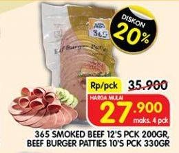 Promo Harga 365 Smoked Beef/Beef Burger Patties  - Superindo