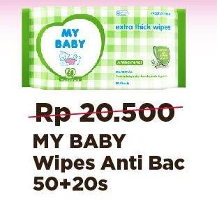 Promo Harga My Baby Wipes Antibacterial 70 pcs - Alfamidi