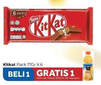 Promo Harga KIT KAT Chocolate 4 Fingers per 6 pcs 17 gr - Carrefour