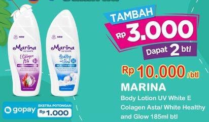Promo Harga Marina Hand Body Lotion UV White Collagen Asta, UV White Healthy Glow 185 ml - Indomaret