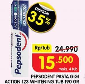 Promo Harga Pepsodent Pasta Gigi Action 123 Whitening 190 gr - Superindo