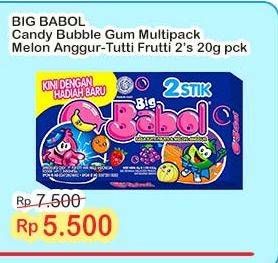 Promo Harga Big Babol Candy Gum Tutti Fruty Melon Anggur per 2 pcs 22 gr - Indomaret