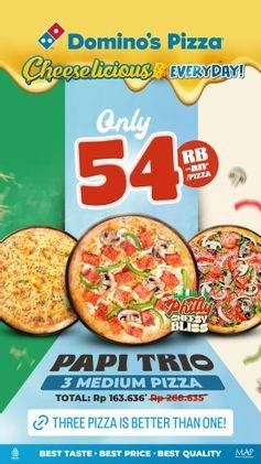 Promo Harga Papi Trio 3 Medium Pizza  - Domino Pizza