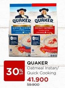 Promo Harga QUAKER Oatmeal Instant, Quick Cooking 200 gr - Watsons