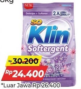 Promo Harga So Klin Softergent Rossy Pink, Purple Lavender, Cheerful Red, Velvet Orchid 1500 gr - Alfamart