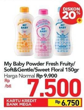 Promo Harga MY BABY Baby Powder Fresh Fruity, Soft Gentle, Sweet Floral 150 gr - Carrefour