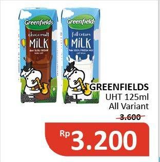 Promo Harga GREENFIELDS UHT Full Cream, Choco Malt 125 ml - Alfamidi