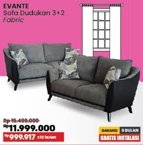 Promo Harga Courts Evante Sofa Dudukan 3 + 2 Fabric  - COURTS