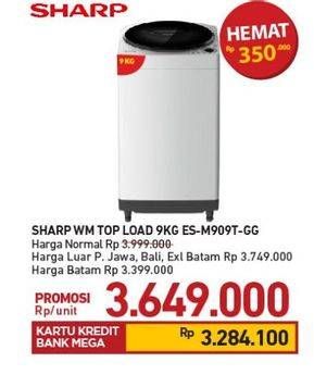 Promo Harga SHARP ES-M909T-GG | Washing Machine Top Loading Capacity 9 kg  - Carrefour
