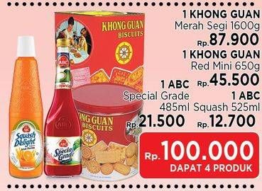 Promo Harga Khong Guan Red Mini + Khong Guan Merah Segi + ABC Squash + ABC Special  - LotteMart