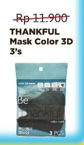 Promo Harga Thankful Earloop Daily Mask Mask Color 3D 3 pcs - Alfamidi