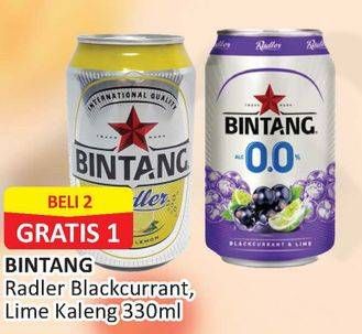 Promo Harga BINTANG Radler Zero Lime, Blackcurrant 330 ml - Alfamart