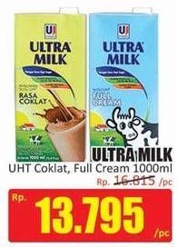 Promo Harga ULTRA MILK Susu UHT Coklat, Full Cream 1000 ml - Hari Hari