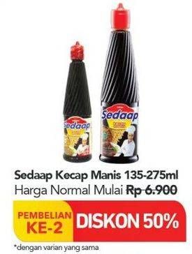 Promo Harga SEDAAP Kecap Manis 135 ml - Carrefour