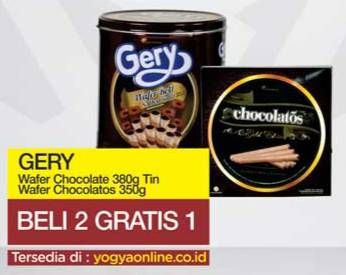 Promo Harga GERY Wafer Chocolate 380g, Wafer Chocolatos 350g  - Yogya