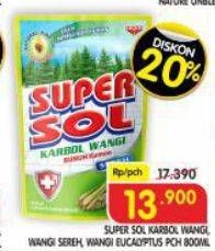 Promo Harga Supersol Karbol Wangi Sereh, Eucalyptus 800 ml - Superindo