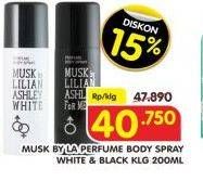 Promo Harga MUSK BY LILIAN ASHLEY Body Spray White, Black 200 ml - Superindo