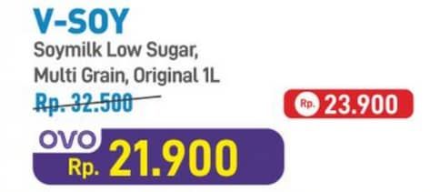 Promo Harga V-soy Soya Bean Milk Low Sugar, Multi Grain, Original 1000 ml - Hypermart
