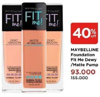 Promo Harga MAYBELLINE Fit Me Dewy and Smooth Foundation  - Watsons