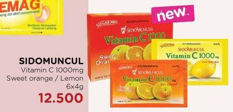 Promo Harga SIDO MUNCUL Vitamin C 1000mg Sweet Orange, Lemon per 6 sachet 4 gr - Watsons