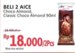 Promo Harga Aice Ice Cream Chocolate Almond, Classic Choco Almond 90 gr - Alfamidi