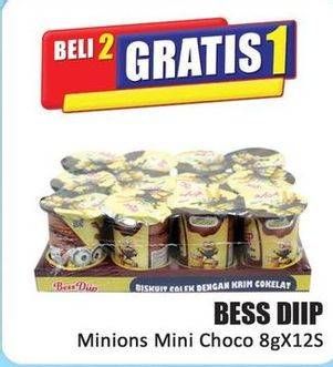 Promo Harga Bess Diip Minions Chocolate Snack Mini Coklat per 12 pcs 8 gr - Hari Hari