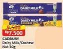 Promo Harga Cadbury Dairy Milk Original, Cashew Nut 30 gr - Alfamart