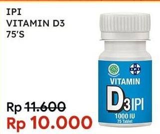 Promo Harga IPI Vitamin D3 1000 IU 75 pcs - Indomaret