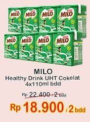 Promo Harga Milo Susu UHT per 4 box 110 ml - Indomaret