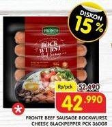 Promo Harga FRONTE Beef Sausage Bockwurst, Cheesy, Blackpepper 360 gr - Superindo