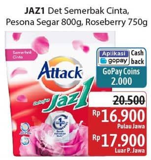 Promo Harga Attack Jaz1 Detergent Powder Semerbak Cinta, +Softener Rose Berry, Pesona Segar 750 gr - Alfamidi