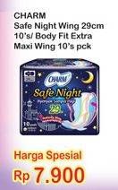 Promo Harga CHARM Safe Night Wing 29cm 10s / Body Fot Maxi 10s  - Indomaret