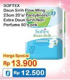 Promo Harga SOFTEX Daun Sirih Pantyliner 50s / Wing 23cm 20s  - Indomaret