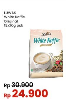 Promo Harga Luwak White Koffie Original per 18 sachet 20 gr - Indomaret