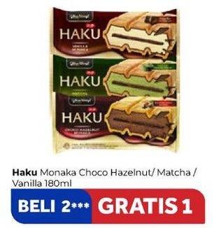 Promo Harga GLICO Haku Choco Hazelnut Monaka, Matcha Monaka, Vanilla Monaka 180 ml - Carrefour