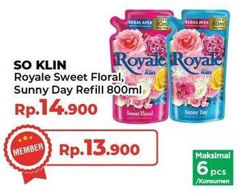 Promo Harga So Klin Royale Parfum Collection Sunny Day, Sweet Floral 800 ml - Yogya