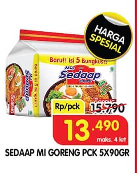 Promo Harga Sedaap Mie Goreng Original per 5 pcs 90 gr - Superindo