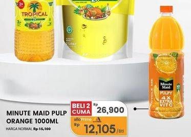Promo Harga Minute Maid Juice Pulpy Orange 1000 ml - Carrefour